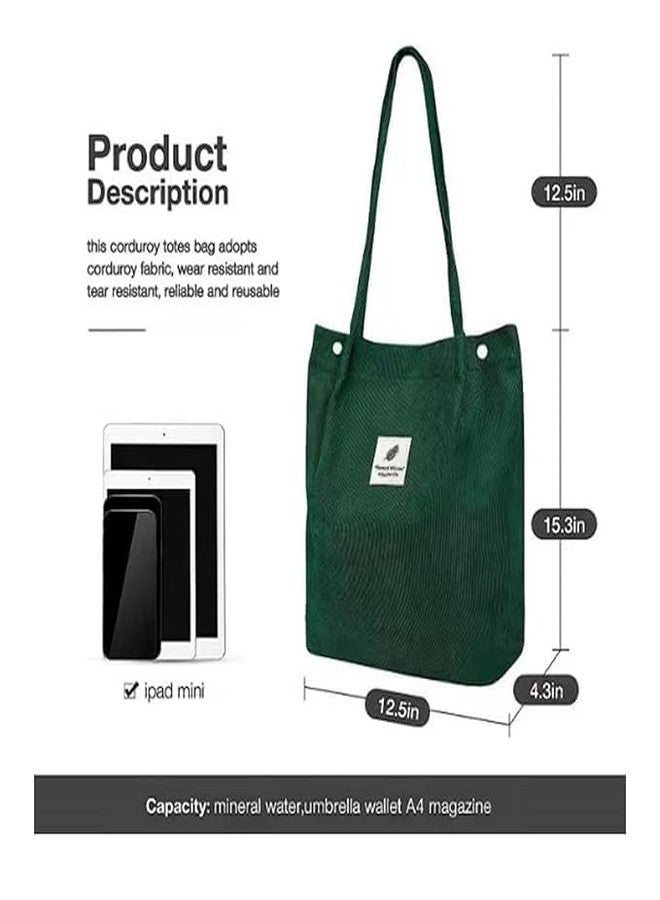 Aldea Corduroy Tote Handbag for Women | Large Capacity Shoulder Bag with Inner Pocket | Casual Tote for School, Work, Shopping, Travel & Daily Use - Image 2